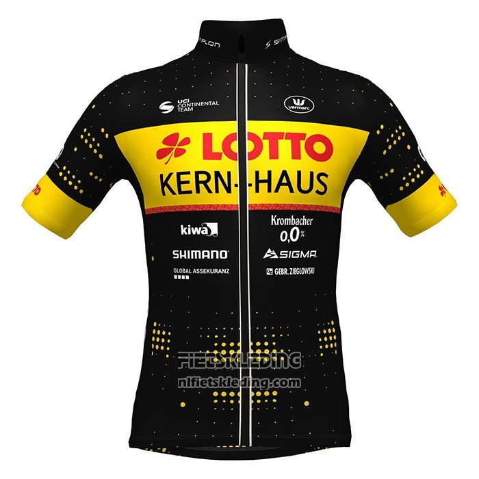 2022 Fietskleding Lotto-kern Haus Zwart Geel Korte Mouwen en Koersbroek
